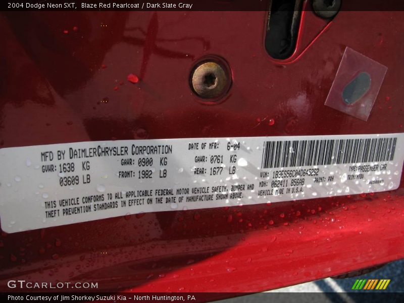 Blaze Red Pearlcoat / Dark Slate Gray 2004 Dodge Neon SXT