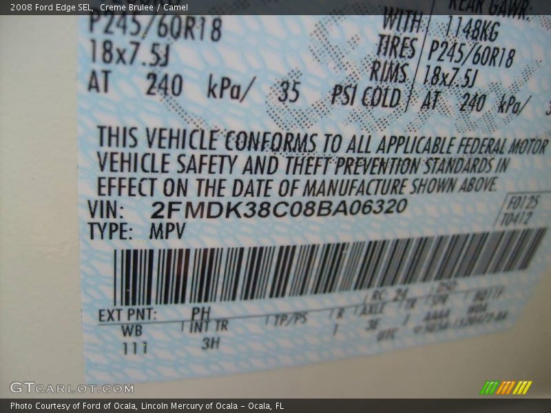 Creme Brulee / Camel 2008 Ford Edge SEL