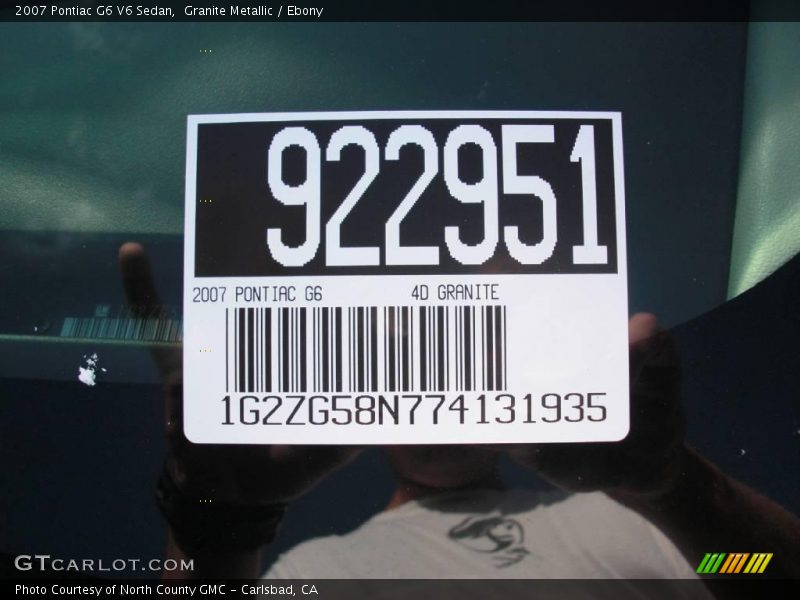 Granite Metallic / Ebony 2007 Pontiac G6 V6 Sedan