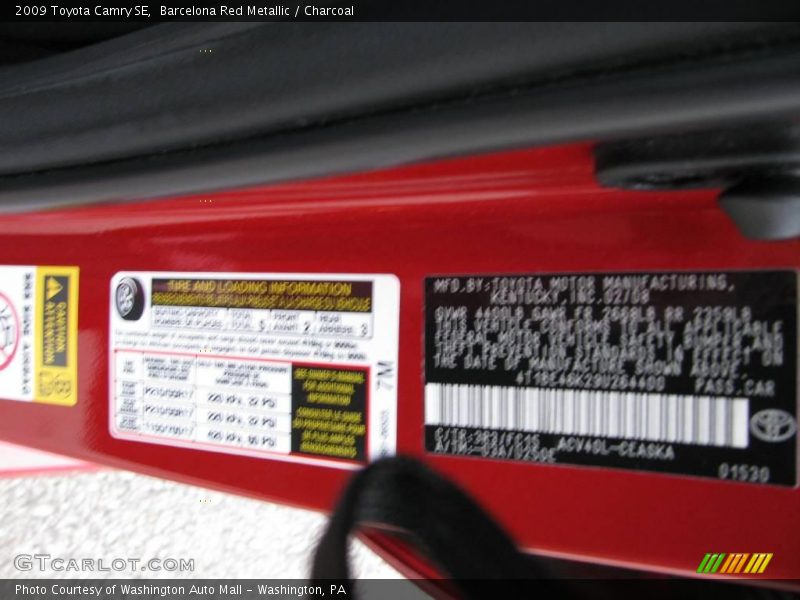 Barcelona Red Metallic / Charcoal 2009 Toyota Camry SE