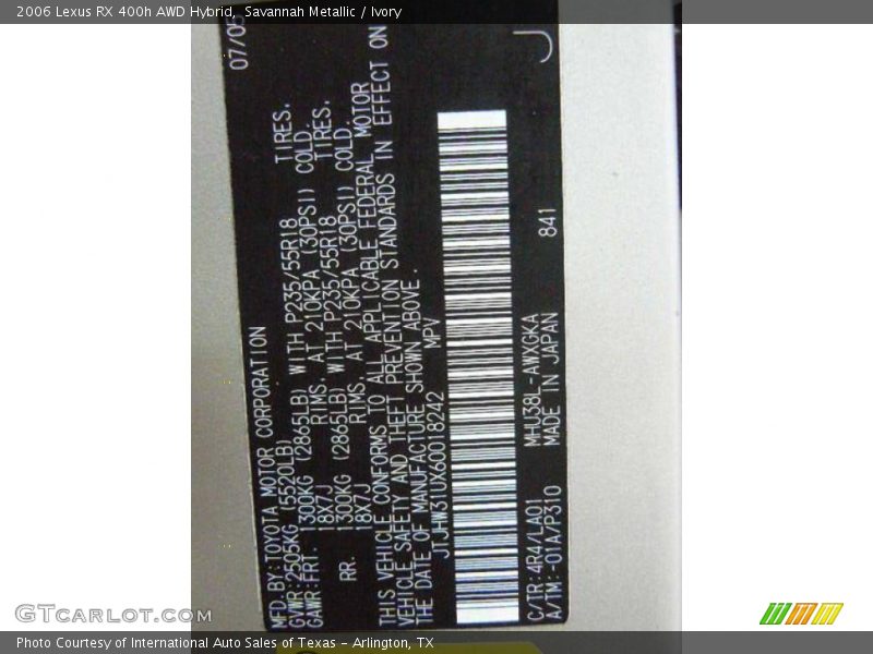 Savannah Metallic / Ivory 2006 Lexus RX 400h AWD Hybrid