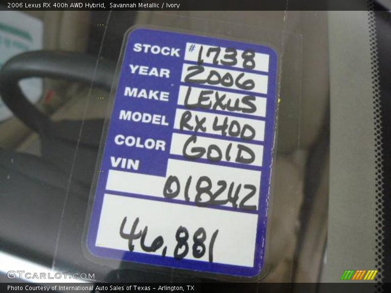 Savannah Metallic / Ivory 2006 Lexus RX 400h AWD Hybrid