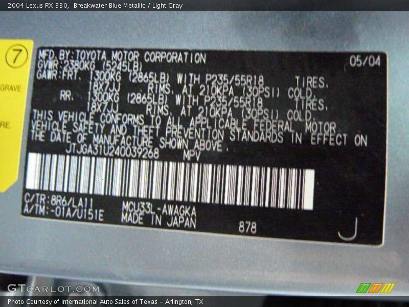 Breakwater Blue Metallic / Light Gray 2004 Lexus RX 330