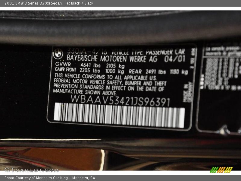 Jet Black / Black 2001 BMW 3 Series 330xi Sedan