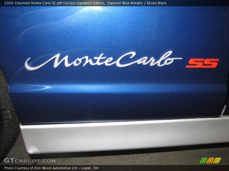 Superior Blue Metallic / Ebony Black 2003 Chevrolet Monte Carlo SS Jeff Gordon Signature Edition