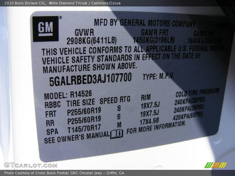 White Diamond Tricoat / Cashmere/Cocoa 2010 Buick Enclave CXL