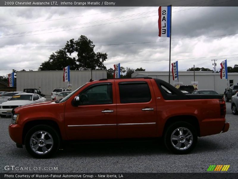Inferno Orange Metallic / Ebony 2009 Chevrolet Avalanche LTZ