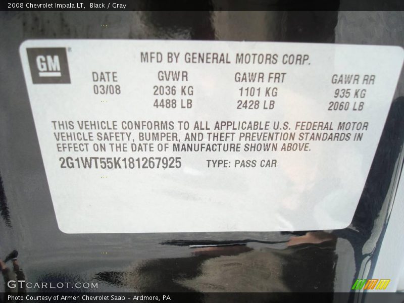 Black / Gray 2008 Chevrolet Impala LT