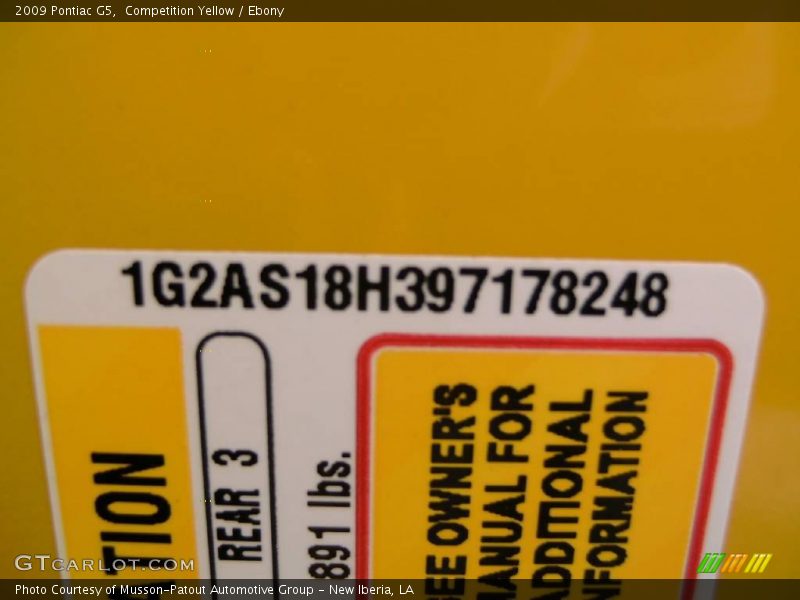 Competition Yellow / Ebony 2009 Pontiac G5