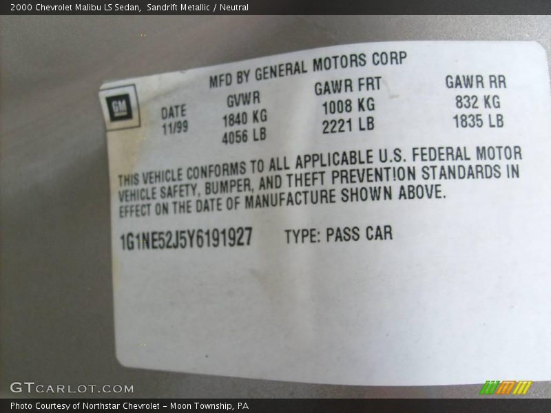 Sandrift Metallic / Neutral 2000 Chevrolet Malibu LS Sedan