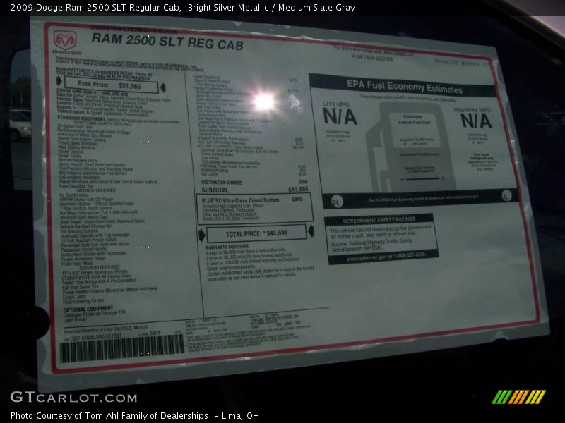 Bright Silver Metallic / Medium Slate Gray 2009 Dodge Ram 2500 SLT Regular Cab