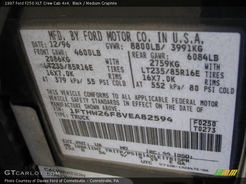 Black / Medium Graphite 1997 Ford F250 XLT Crew Cab 4x4