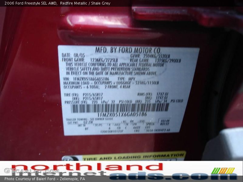 Redfire Metallic / Shale Grey 2006 Ford Freestyle SEL AWD