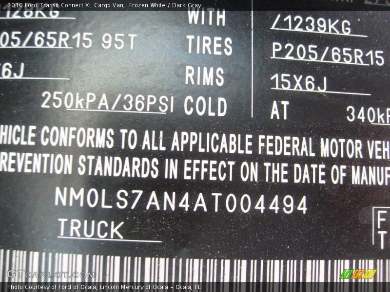 Frozen White / Dark Gray 2010 Ford Transit Connect XL Cargo Van