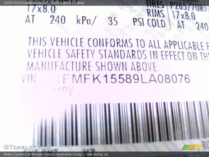 Oxford White / Camel 2009 Ford Expedition EL XLT