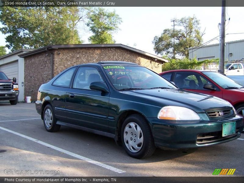 Dark Green Pearl Metallic / Gray 1996 Honda Civic LX Sedan