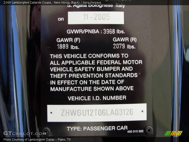 Nero Noctis (Black) / Nero Perseus 2006 Lamborghini Gallardo Coupe