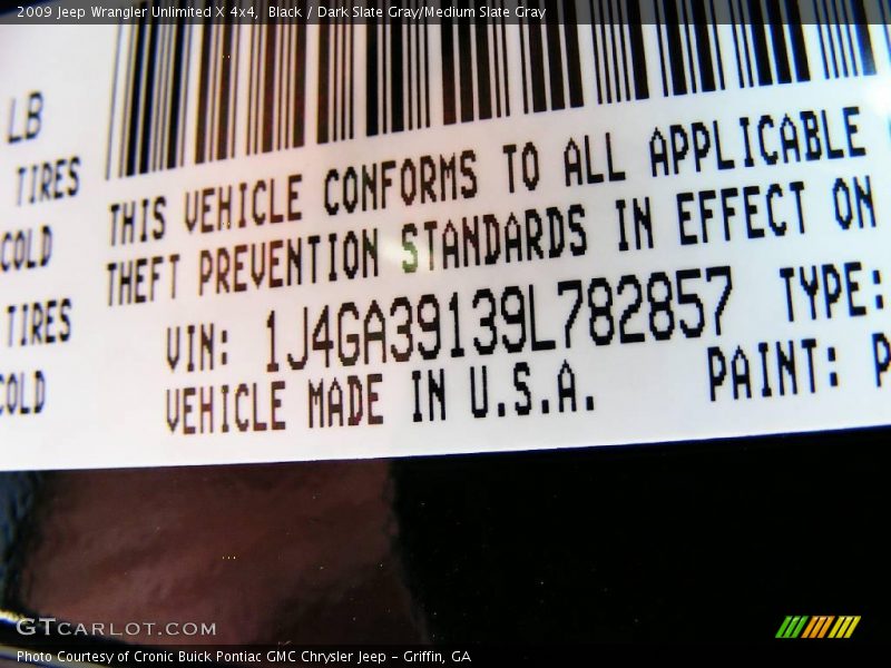 Black / Dark Slate Gray/Medium Slate Gray 2009 Jeep Wrangler Unlimited X 4x4