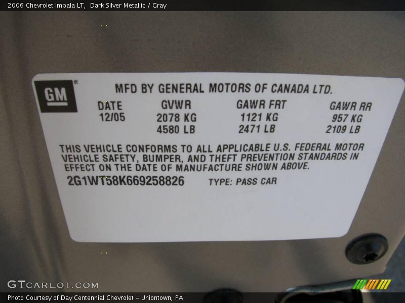 Dark Silver Metallic / Gray 2006 Chevrolet Impala LT