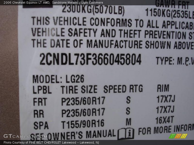 Sandstone Metallic / Light Cashmere 2006 Chevrolet Equinox LT AWD