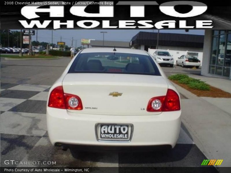White / Cocoa/Cashmere Beige 2008 Chevrolet Malibu LS Sedan