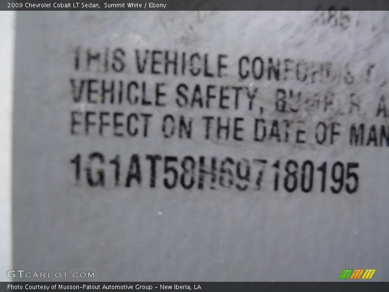 Summit White / Ebony 2009 Chevrolet Cobalt LT Sedan