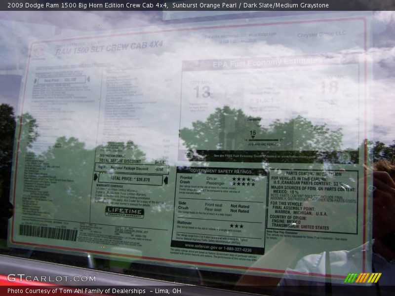 Sunburst Orange Pearl / Dark Slate/Medium Graystone 2009 Dodge Ram 1500 Big Horn Edition Crew Cab 4x4