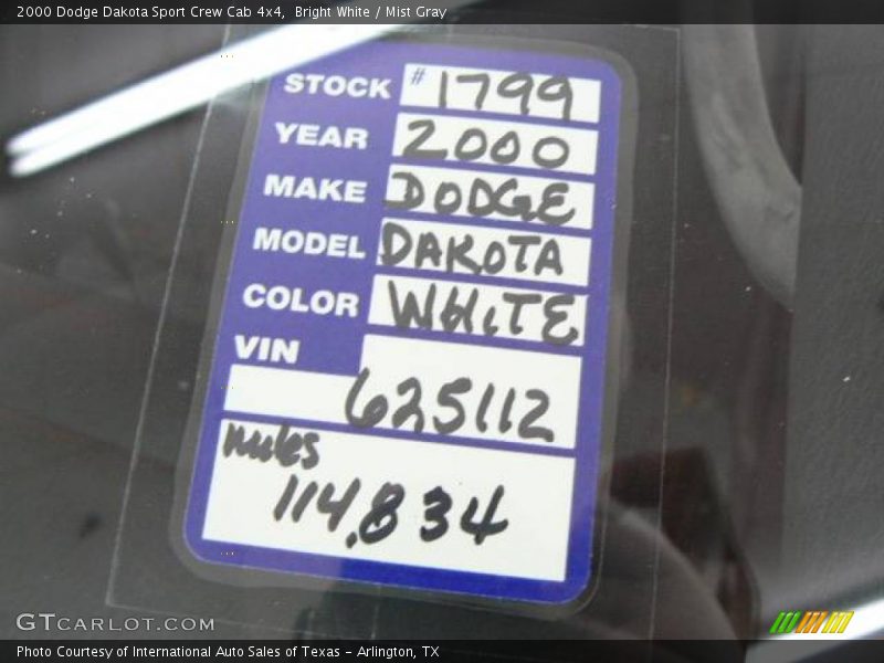 Bright White / Mist Gray 2000 Dodge Dakota Sport Crew Cab 4x4