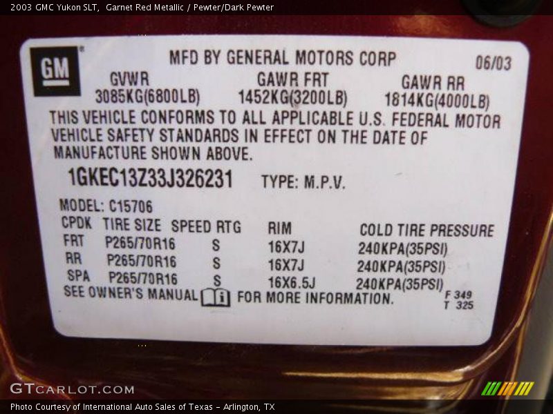 Garnet Red Metallic / Pewter/Dark Pewter 2003 GMC Yukon SLT