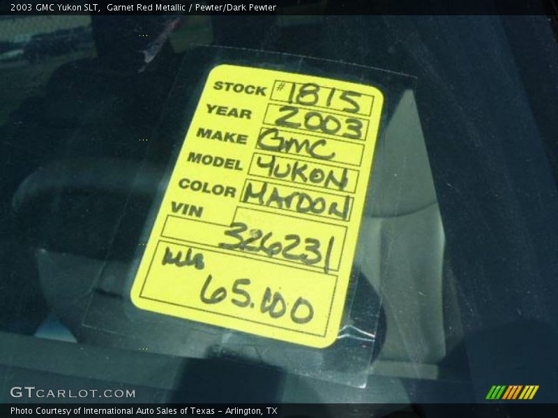 Garnet Red Metallic / Pewter/Dark Pewter 2003 GMC Yukon SLT