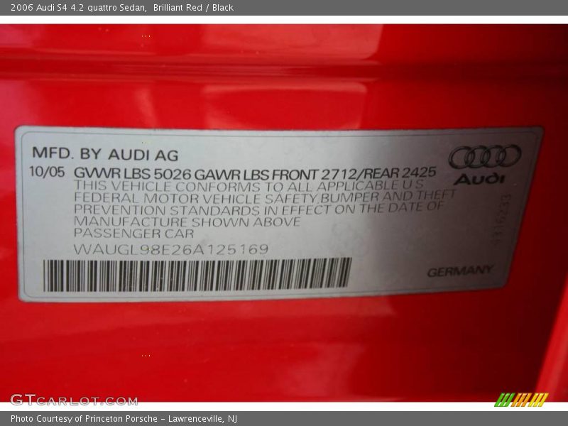 Brilliant Red / Black 2006 Audi S4 4.2 quattro Sedan