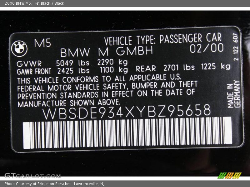 Jet Black / Black 2000 BMW M5