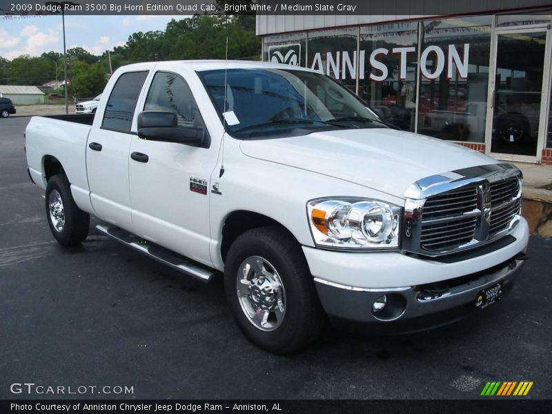 Bright White / Medium Slate Gray 2009 Dodge Ram 3500 Big Horn Edition Quad Cab