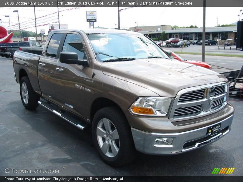 Austin Tan Pearl / Dark Slate/Medium Graystone 2009 Dodge Ram 1500 Big Horn Edition Quad Cab 4x4