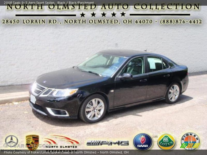 Black / Black/Parchment 2008 Saab 9-3 Aero Sport Sedan