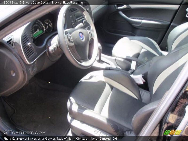 Black / Black/Parchment 2008 Saab 9-3 Aero Sport Sedan