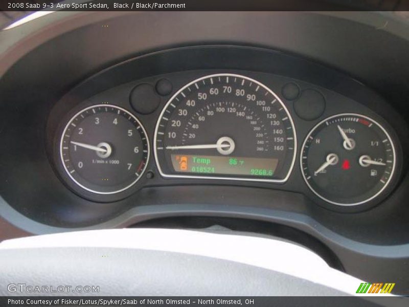 Black / Black/Parchment 2008 Saab 9-3 Aero Sport Sedan