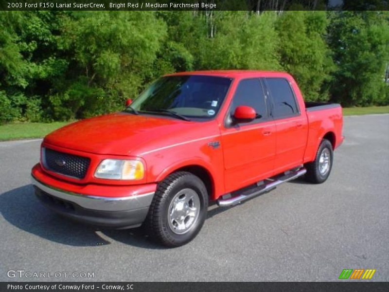 Bright Red / Medium Parchment Beige 2003 Ford F150 Lariat SuperCrew
