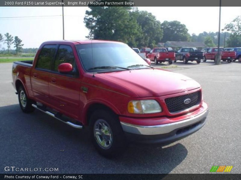 Bright Red / Medium Parchment Beige 2003 Ford F150 Lariat SuperCrew