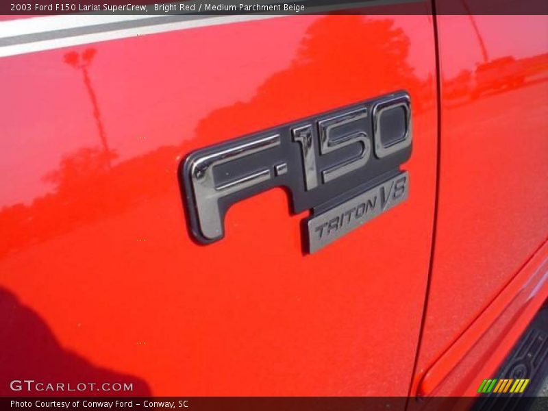 Bright Red / Medium Parchment Beige 2003 Ford F150 Lariat SuperCrew