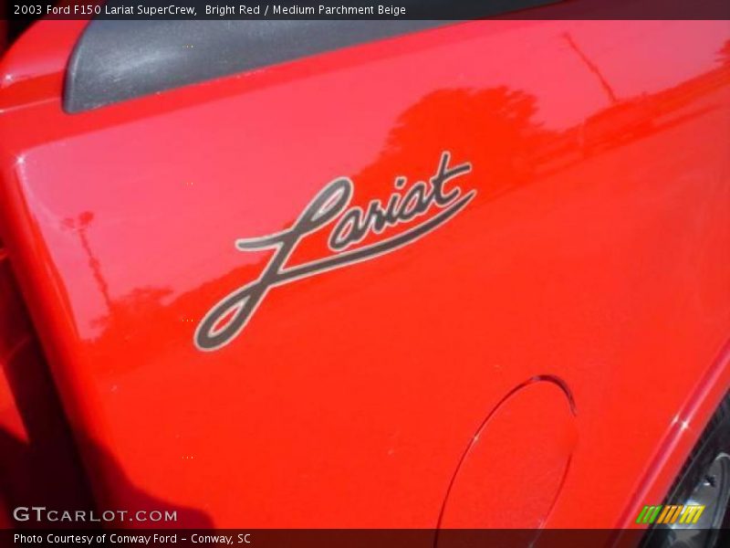 Bright Red / Medium Parchment Beige 2003 Ford F150 Lariat SuperCrew
