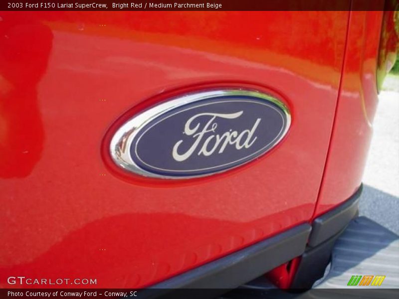 Bright Red / Medium Parchment Beige 2003 Ford F150 Lariat SuperCrew