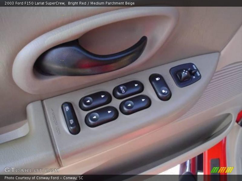 Bright Red / Medium Parchment Beige 2003 Ford F150 Lariat SuperCrew