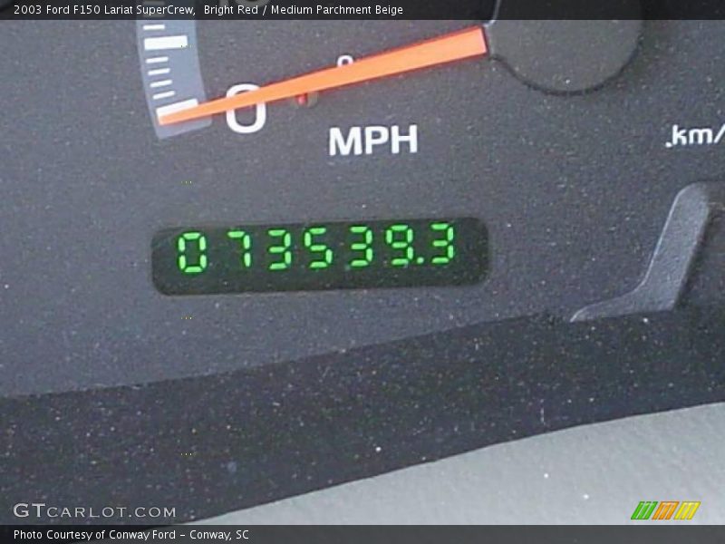 Bright Red / Medium Parchment Beige 2003 Ford F150 Lariat SuperCrew