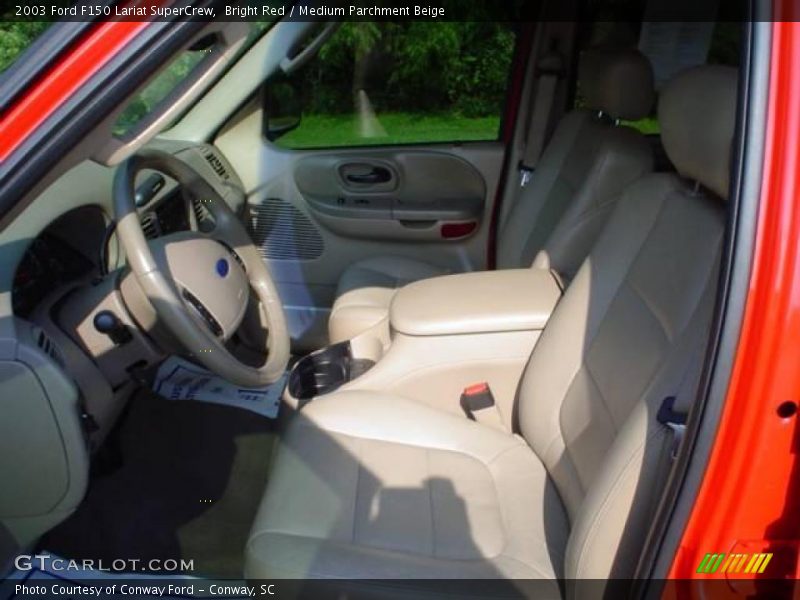 Bright Red / Medium Parchment Beige 2003 Ford F150 Lariat SuperCrew
