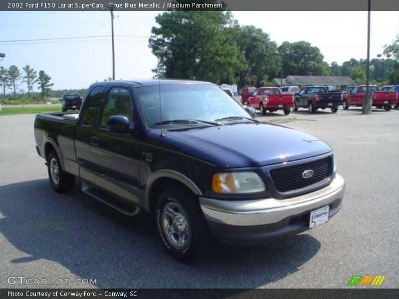 True Blue Metallic / Medium Parchment 2002 Ford F150 Lariat SuperCab