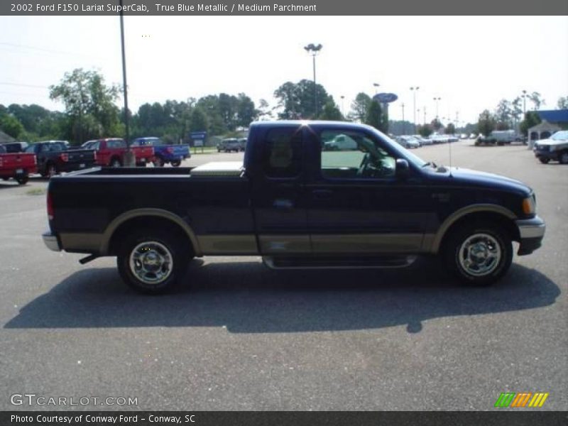 True Blue Metallic / Medium Parchment 2002 Ford F150 Lariat SuperCab