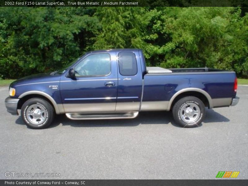 True Blue Metallic / Medium Parchment 2002 Ford F150 Lariat SuperCab