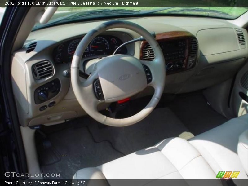 True Blue Metallic / Medium Parchment 2002 Ford F150 Lariat SuperCab