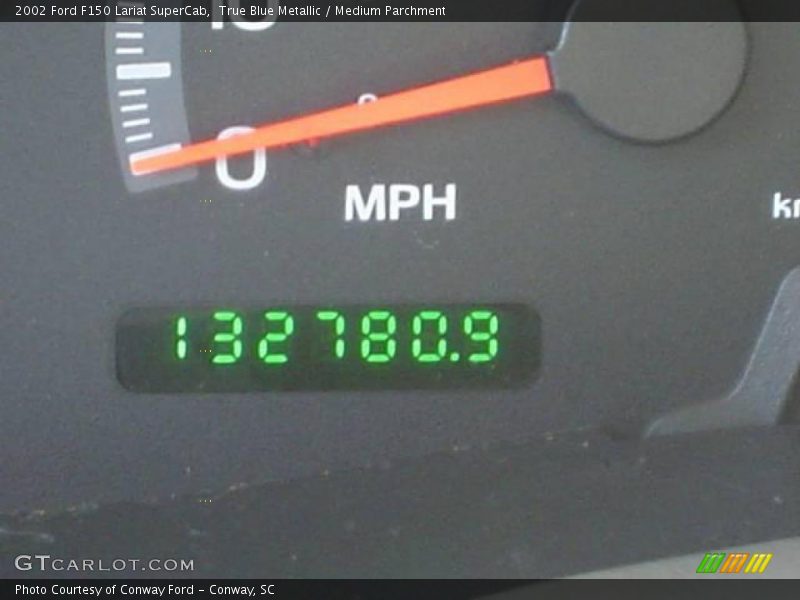 True Blue Metallic / Medium Parchment 2002 Ford F150 Lariat SuperCab